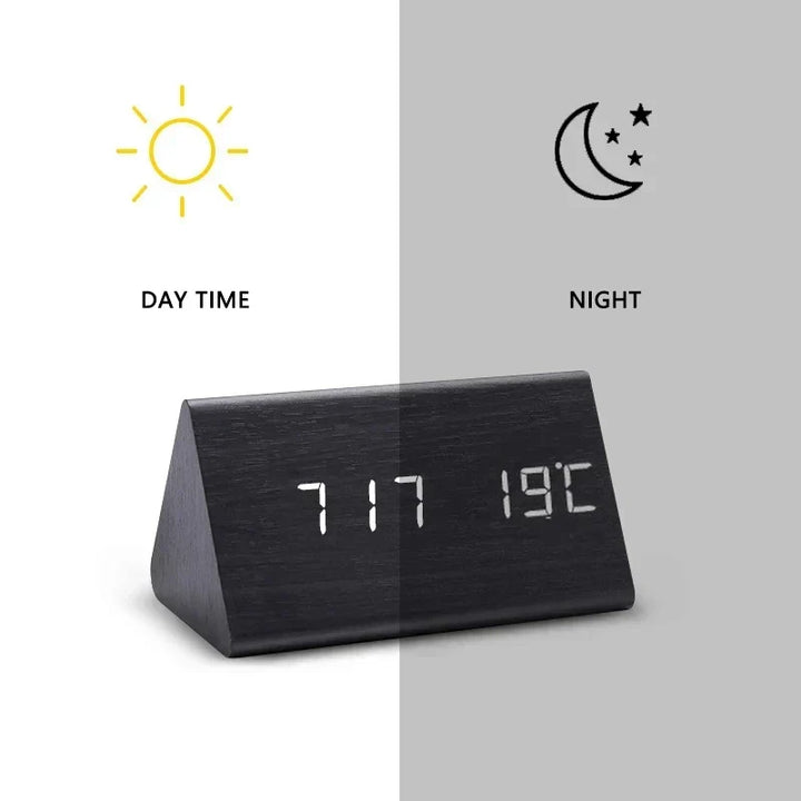 Czary | Cyfrowy Drewniany Zegar Budzik | W tym Wyświetlacz Temperaturowy