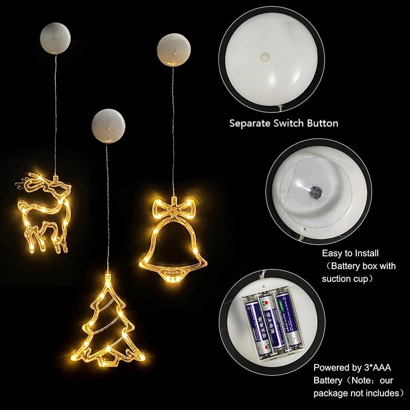 Świąteczne lampki LED z przyssawkami do szkła i luster