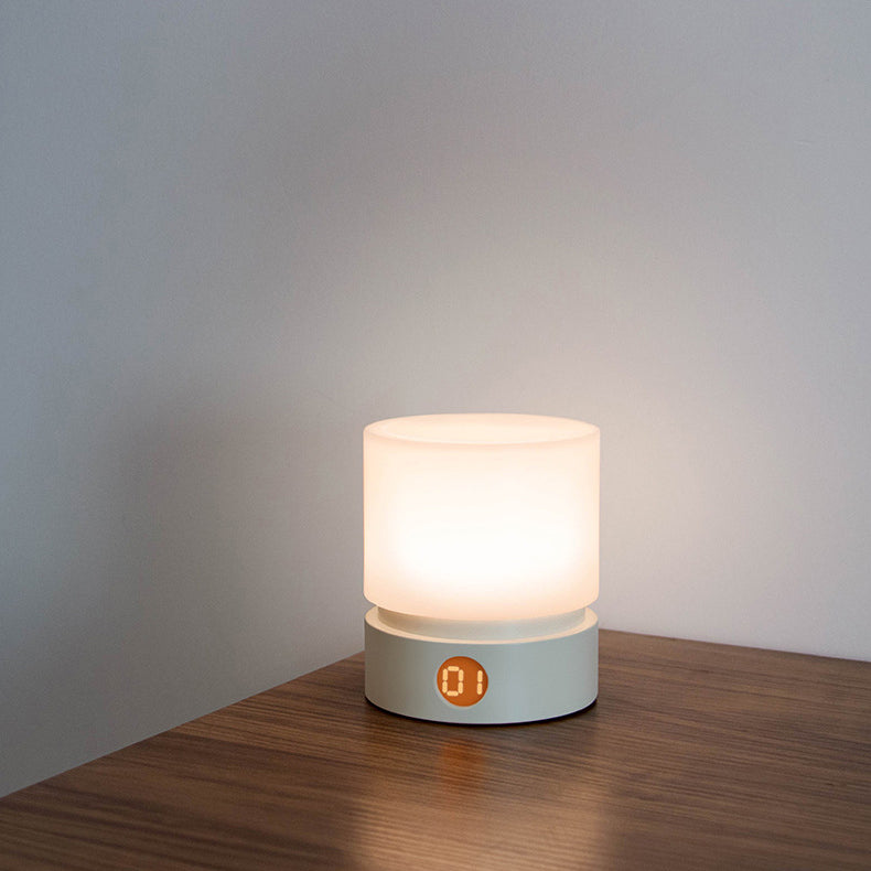 Współczesna Nordic Timer Ładowalna Lampa Stołowa LED z Cylindrem z ABS HIPS Silikonowa Nocna Lampa do Stojaka na Noc