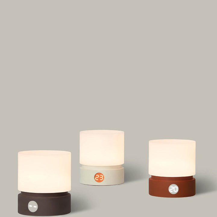 Współczesna Nordic Timer Ładowalna Lampa Stołowa LED z Cylindrem z ABS HIPS Silikonowa Nocna Lampa do Stojaka na Noc