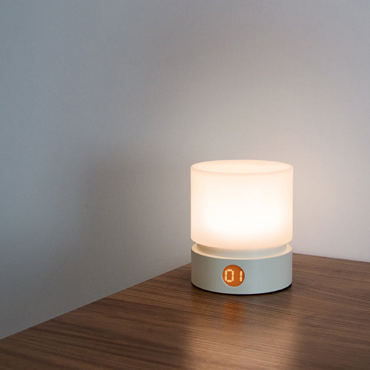 Współczesna Nordic Timer Ładowalna Lampa Stołowa LED z Cylindrem z ABS HIPS Silikonowa Nocna Lampa do Stojaka na Noc