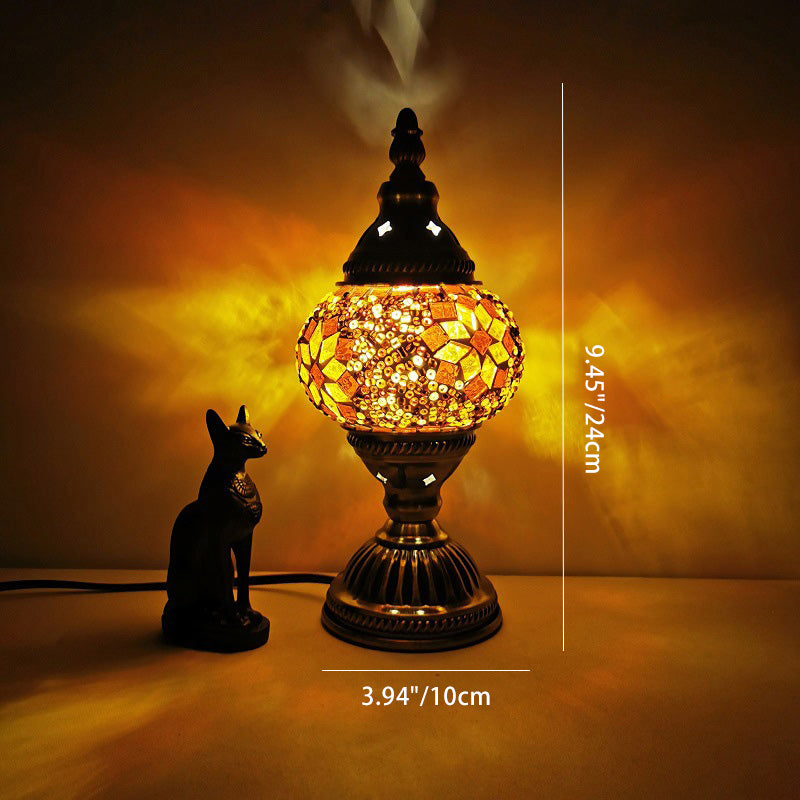 Tradycyjna lampa stołowa Tiffany Oval Glass Iron 1-światło do salonu
