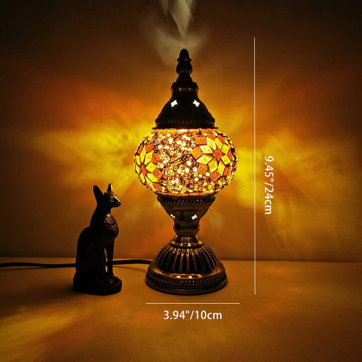 Tradycyjna lampa stołowa Tiffany Oval Glass Iron 1-światło do salonu