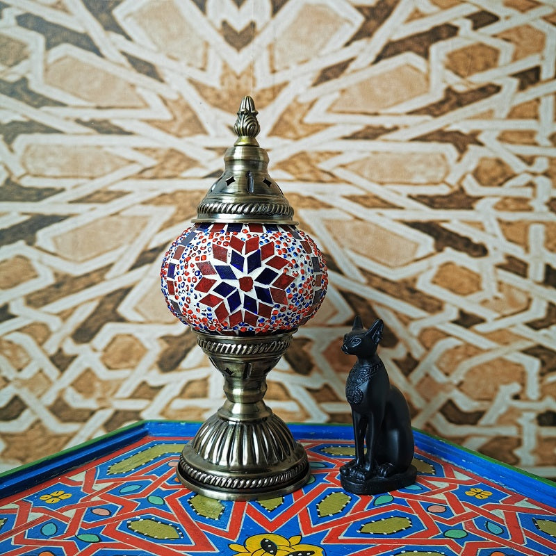 Tradycyjna lampa stołowa Tiffany Oval Glass Iron 1-światło do salonu