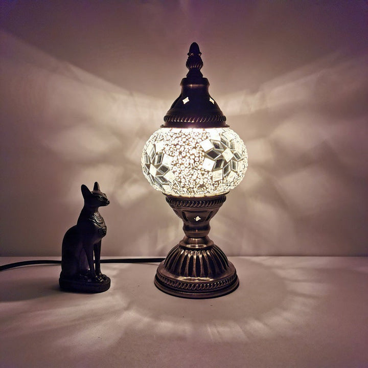 Tradycyjna lampa stołowa Tiffany Oval Glass Iron 1-światło do salonu