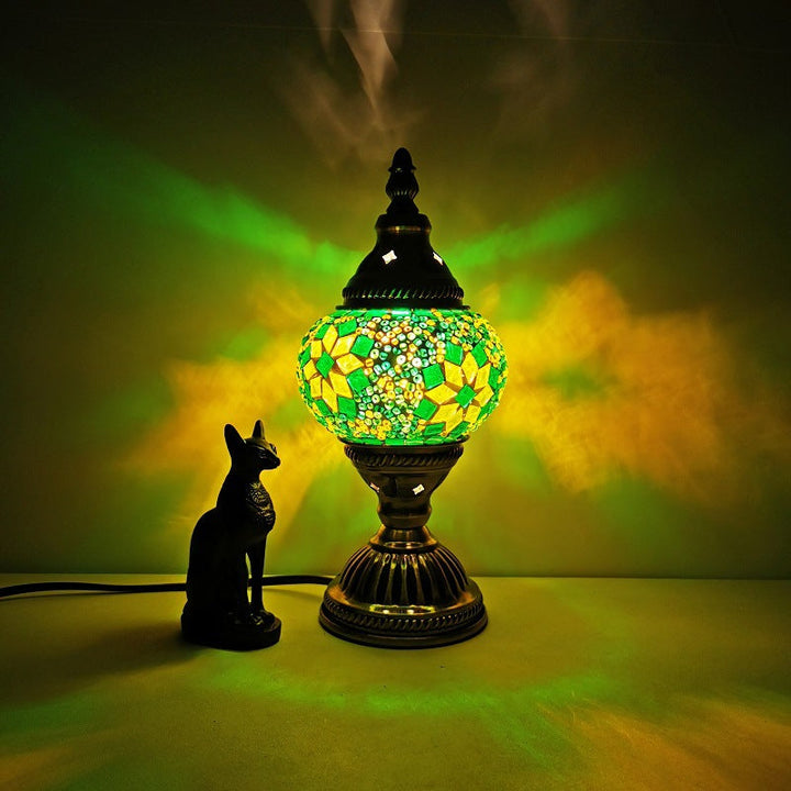 Tradycyjna lampa stołowa Tiffany Oval Glass Iron 1-światło do salonu