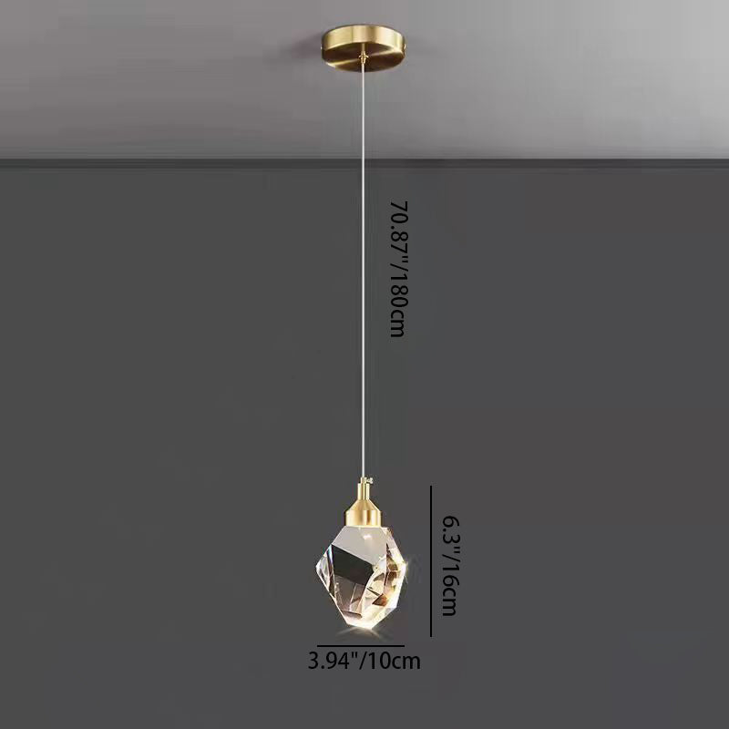 Luksusowa Kryształowa Lampa Wisząca LED w Kształcie Diamentu do Sypialni