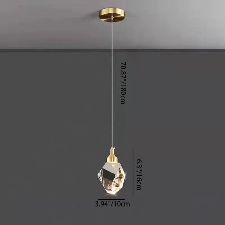 Luksusowa Kryształowa Lampa Wisząca LED w Kształcie Diamentu do Sypialni