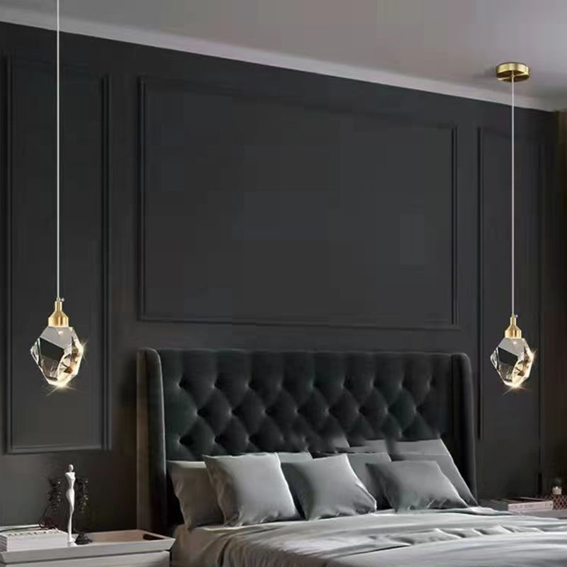 Luksusowa Kryształowa Lampa Wisząca LED w Kształcie Diamentu do Sypialni