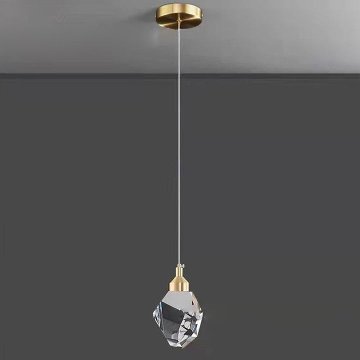Luksusowa Kryształowa Lampa Wisząca LED w Kształcie Diamentu do Sypialni