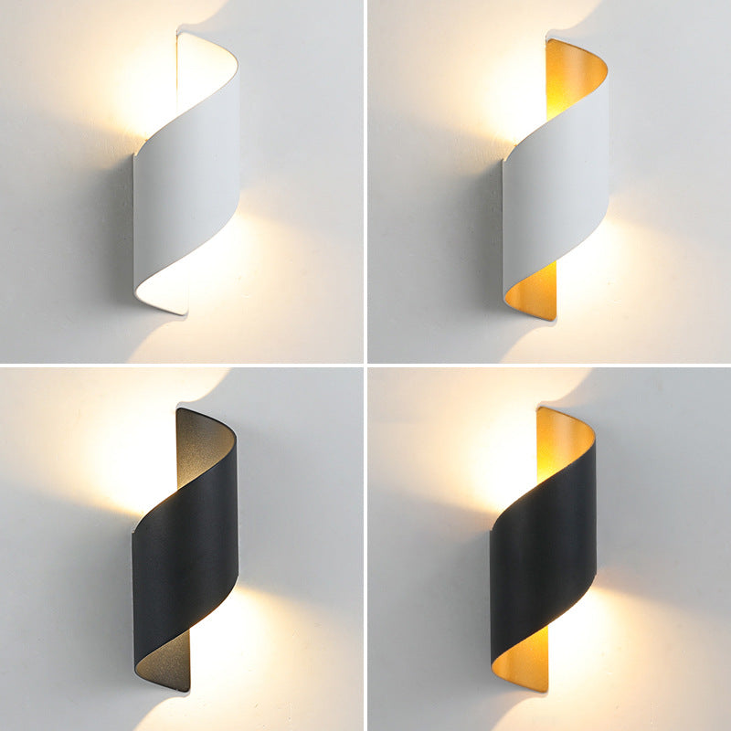 Nowoczesna minimalistyczna wodoodporna spiralna aluminiowa akrylowa lampa LED ścienna do sypialni