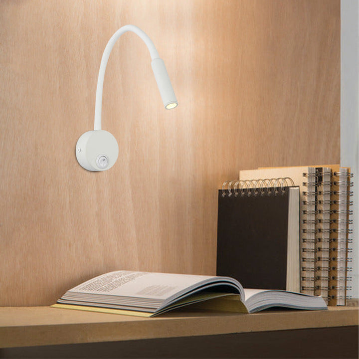 Nowoczesna minimalistyczna lampa LED do czytania na ścianę z elastycznym, giętkim metalowym rurką do sypialni