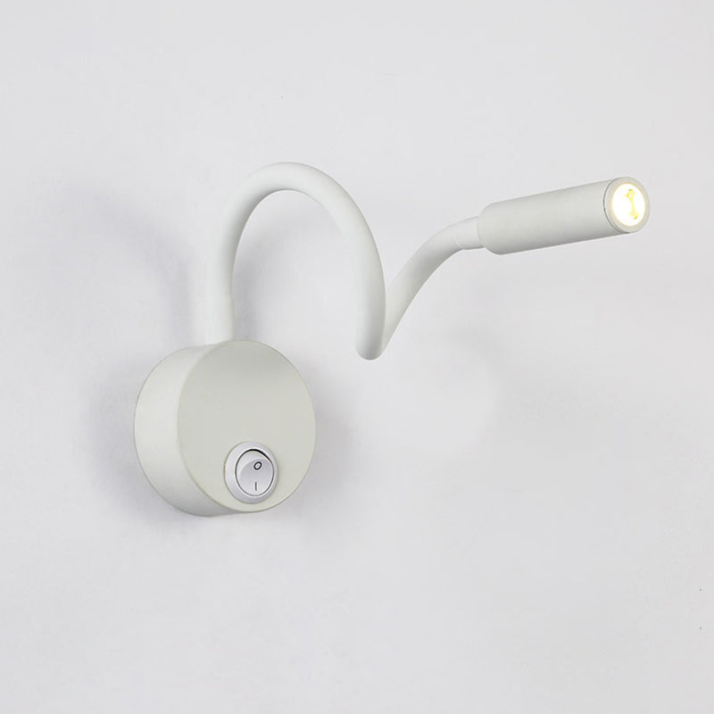 Nowoczesna minimalistyczna lampa LED do czytania na ścianę z elastycznym, giętkim metalowym rurką do sypialni