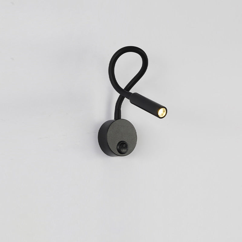 Nowoczesna minimalistyczna lampa LED do czytania na ścianę z elastycznym, giętkim metalowym rurką do sypialni