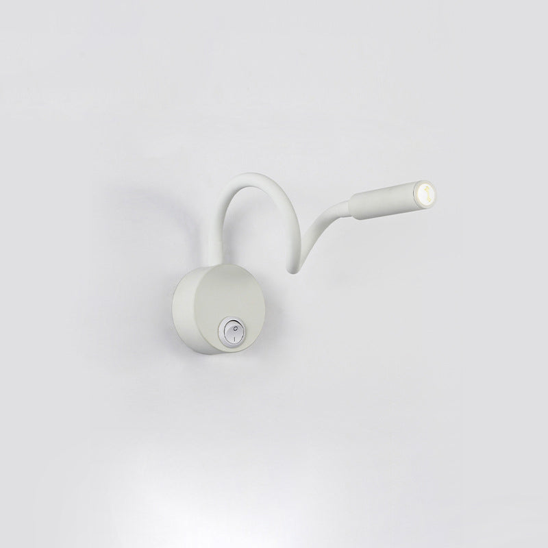 Nowoczesna minimalistyczna lampa LED do czytania na ścianę z elastycznym, giętkim metalowym rurką do sypialni
