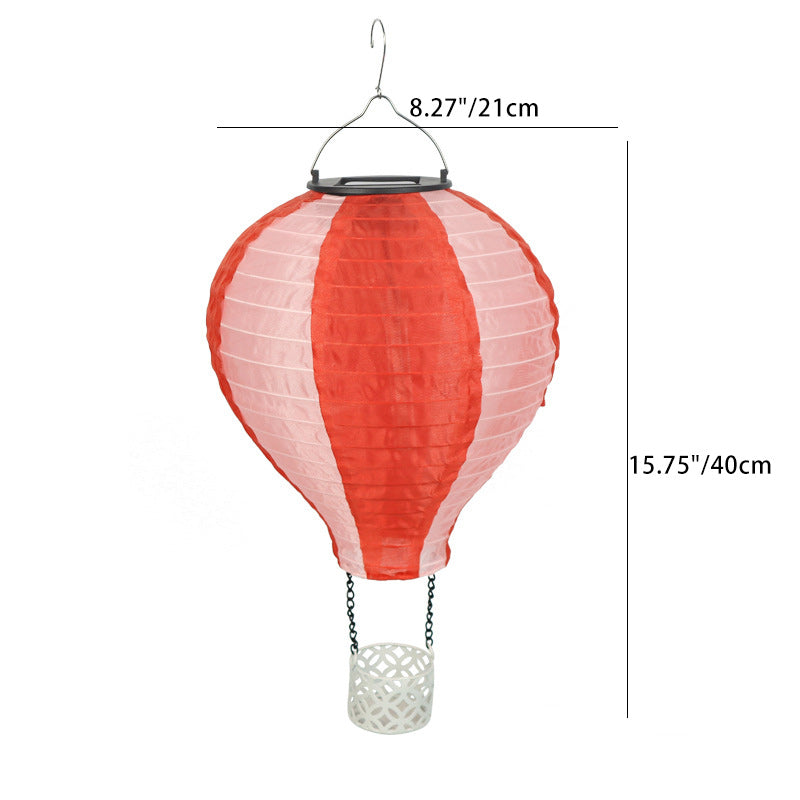Wsp współczesny kreatywny balon na gorące powietrze z tkaniny zasilany energią słoneczną LED lampa wisząca na taras na zewnątrz