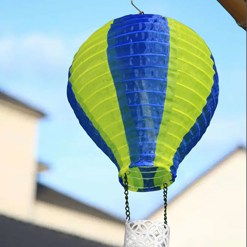 Wsp współczesny kreatywny balon na gorące powietrze z tkaniny zasilany energią słoneczną LED lampa wisząca na taras na zewnątrz