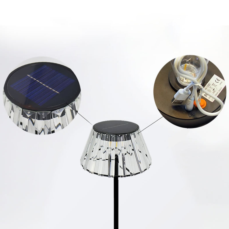 Współczesna industrialna wodoodporna solarna lampa stojąca LED USB z żelaza i szkła do ogrodu |