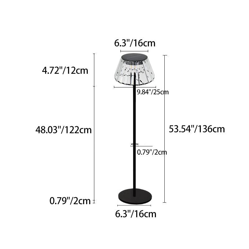 Współczesna industrialna wodoodporna solarna lampa stojąca LED USB z żelaza i szkła do ogrodu |