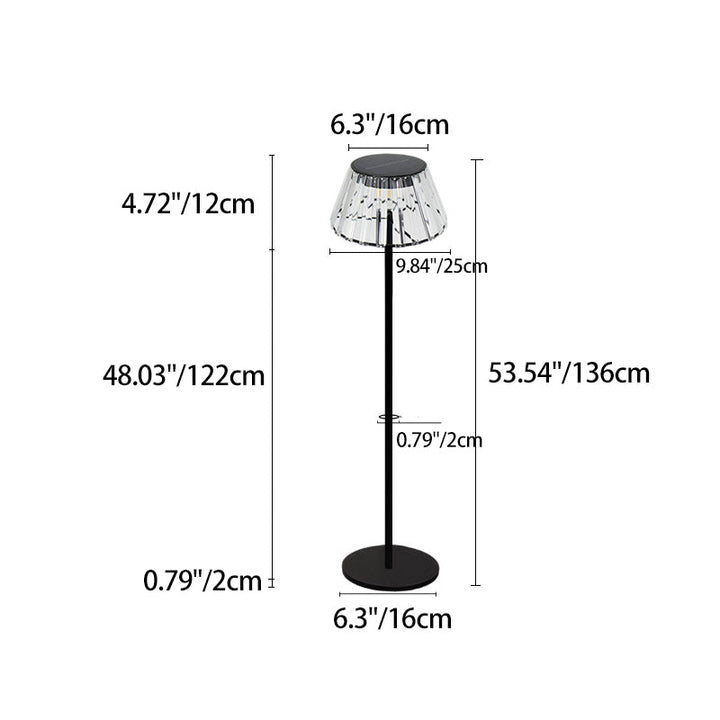 Współczesna industrialna wodoodporna solarna lampa stojąca LED USB z żelaza i szkła do ogrodu |
