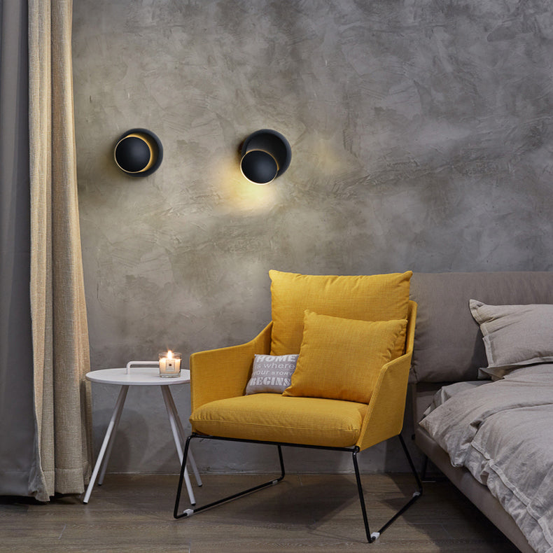 Współczesna Nordic Żelazna Okrągła Lampa Ścienna LED Rotacyjna do Nocnej Szafki