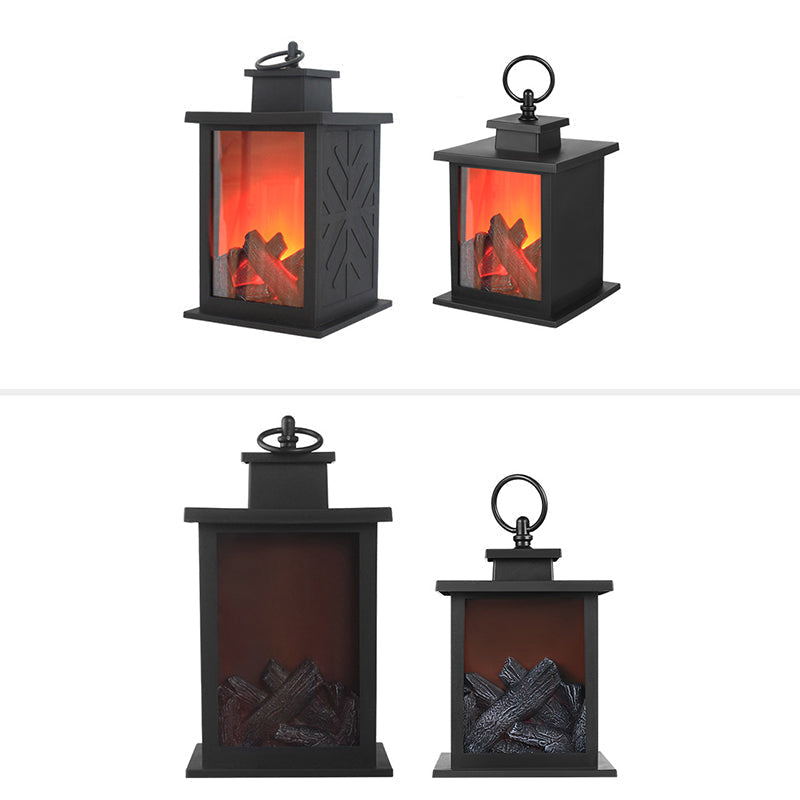 Współczesna Retro ABS Symulowana Płomienna Kominek Okrągła Bateria Prostokątna Lampa LED na Stół do Salonu