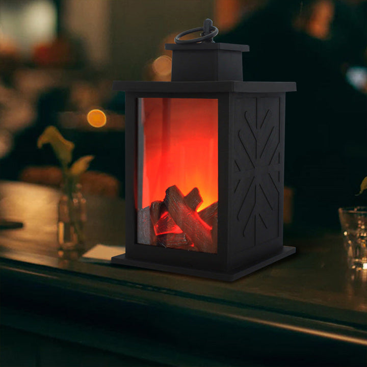 Współczesna Retro ABS Symulowana Płomienna Kominek Okrągła Bateria Prostokątna Lampa LED na Stół do Salonu