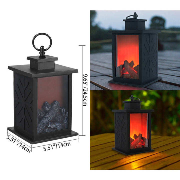Współczesna Retro ABS Symulowana Płomienna Kominek Okrągła Bateria Prostokątna Lampa LED na Stół do Salonu