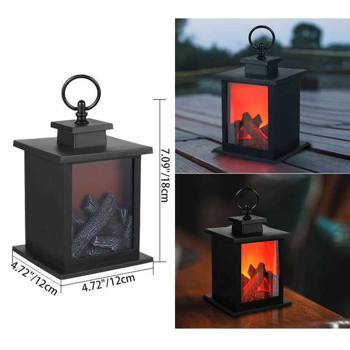 Współczesna Retro ABS Symulowana Płomienna Kominek Okrągła Bateria Prostokątna Lampa LED na Stół do Salonu