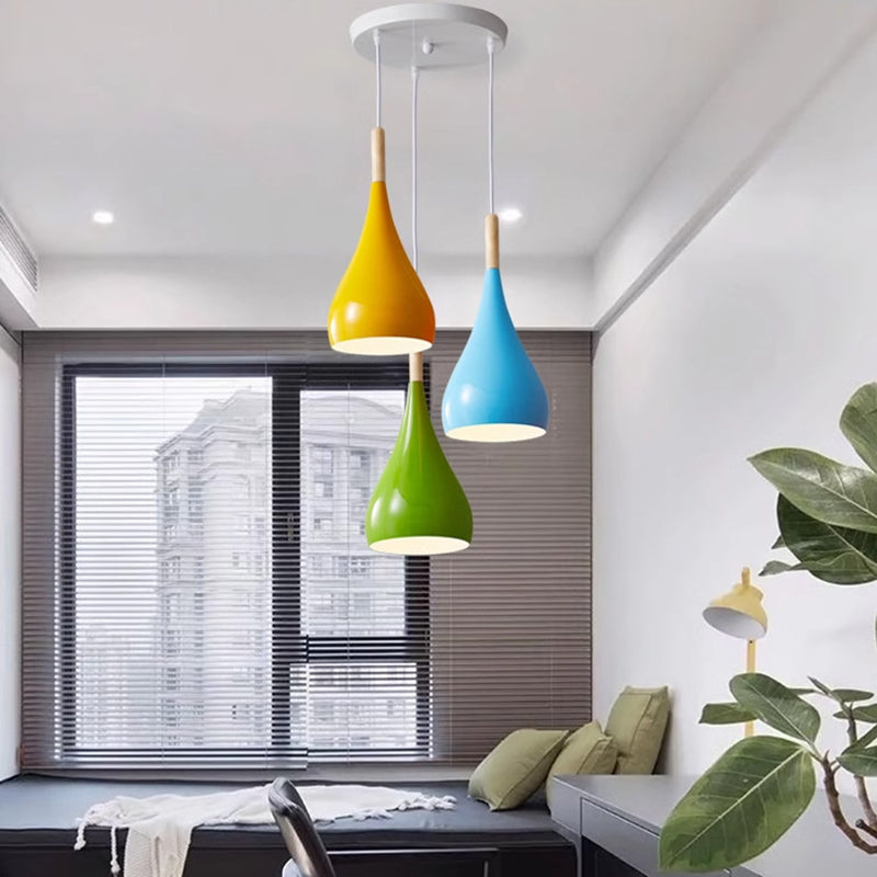 Nordycka Lampa Wisząca z Aluminium i Drewna Dyniowego 1-Żarówkowa do Jadalni