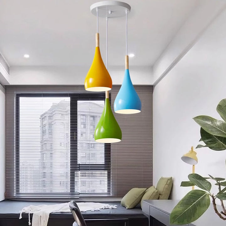 Nordycka Lampa Wisząca z Aluminium i Drewna Dyniowego 1-Żarówkowa do Jadalni