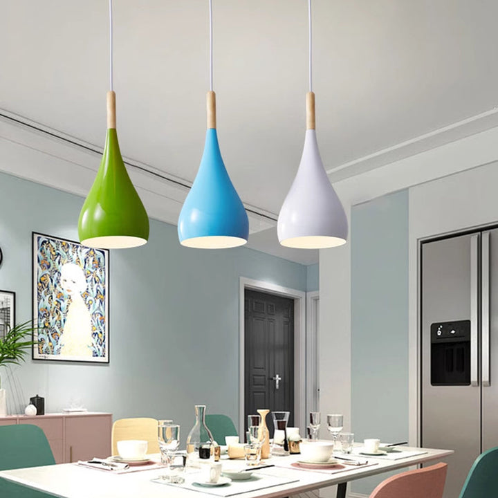 Nordycka Lampa Wisząca z Aluminium i Drewna Dyniowego 1-Żarówkowa do Jadalni
