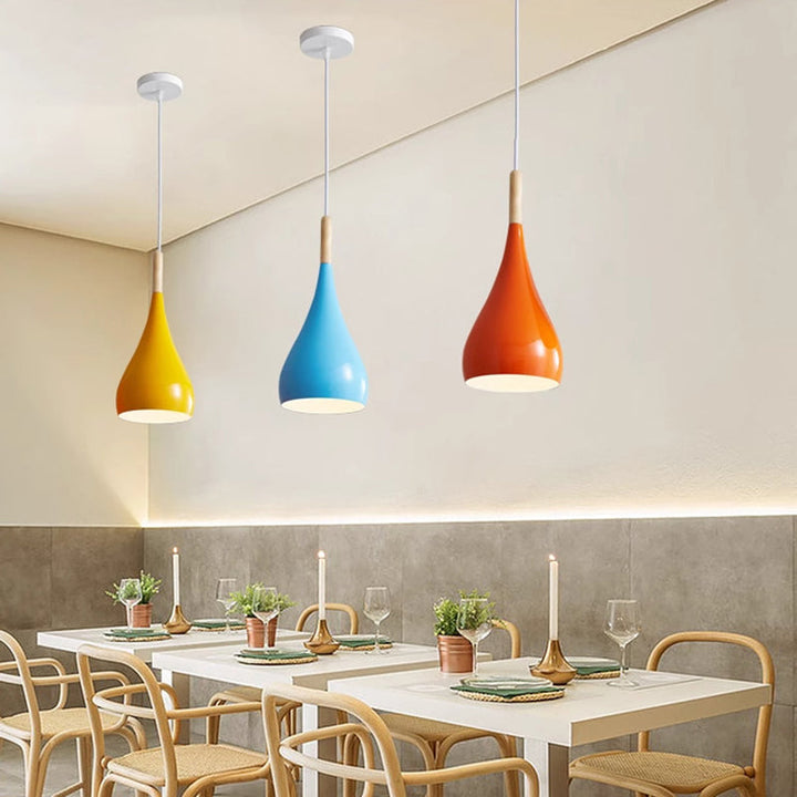 Nordycka Lampa Wisząca z Aluminium i Drewna Dyniowego 1-Żarówkowa do Jadalni