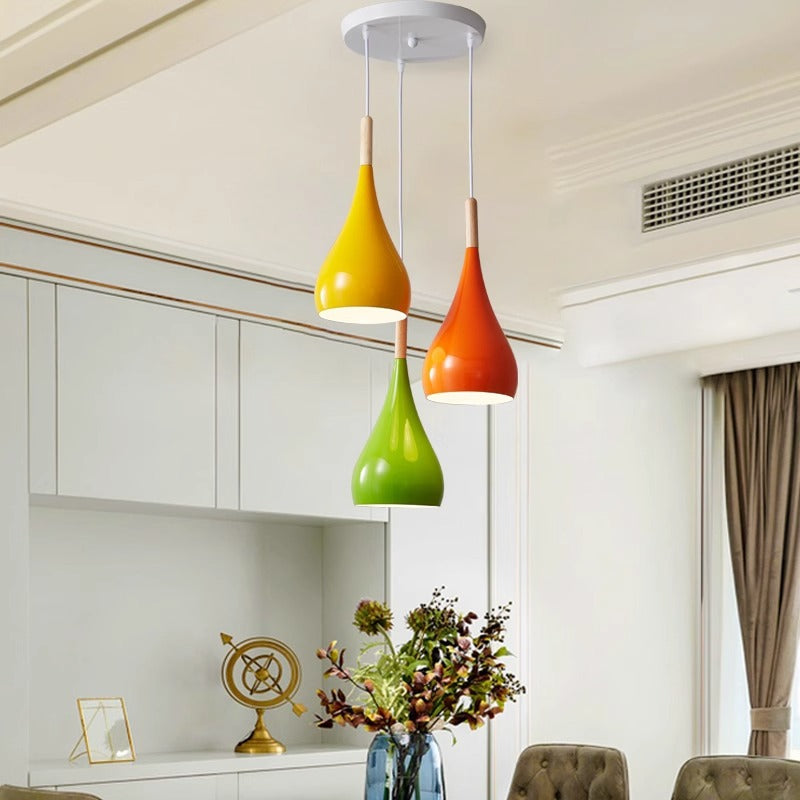 Nordycka Lampa Wisząca z Aluminium i Drewna Dyniowego 1-Żarówkowa do Jadalni