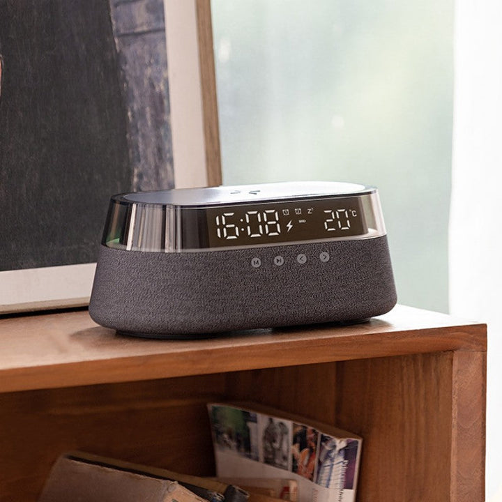 Bezprzewodowy budzik z lampką nocną, retro głośnik Bluetooth