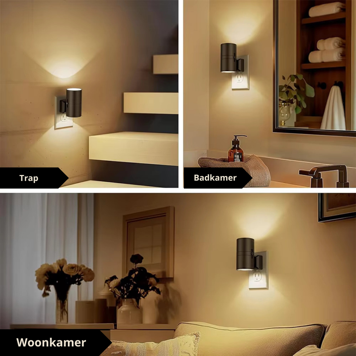 Luksusowa Nocna Lampa Ambient Plug-In – Ściemniana Lampa LED ze Czujnikiem (3000K Ciepłe Światło)