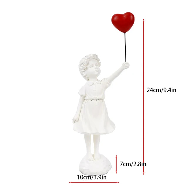 Rzeźba dziewczynki z balonem w stylu Banksy do dekoracji stołu i kreatywnej dekoracji salonu