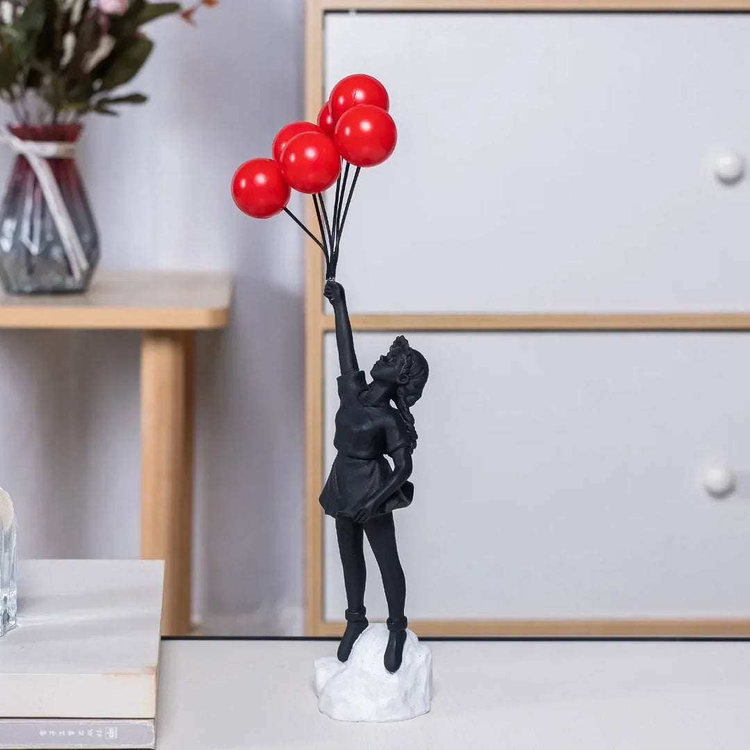 Rzeźba dziewczynki z balonem w stylu Banksy do dekoracji stołu i kreatywnej dekoracji salonu