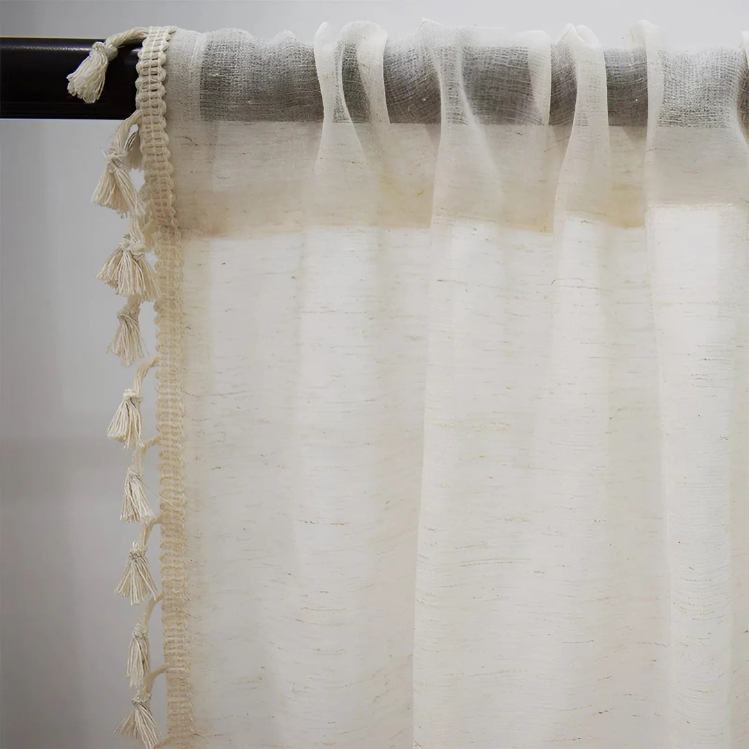 Firany Boho z Bawełny i Lnu w Półprzezroczystym Stylu