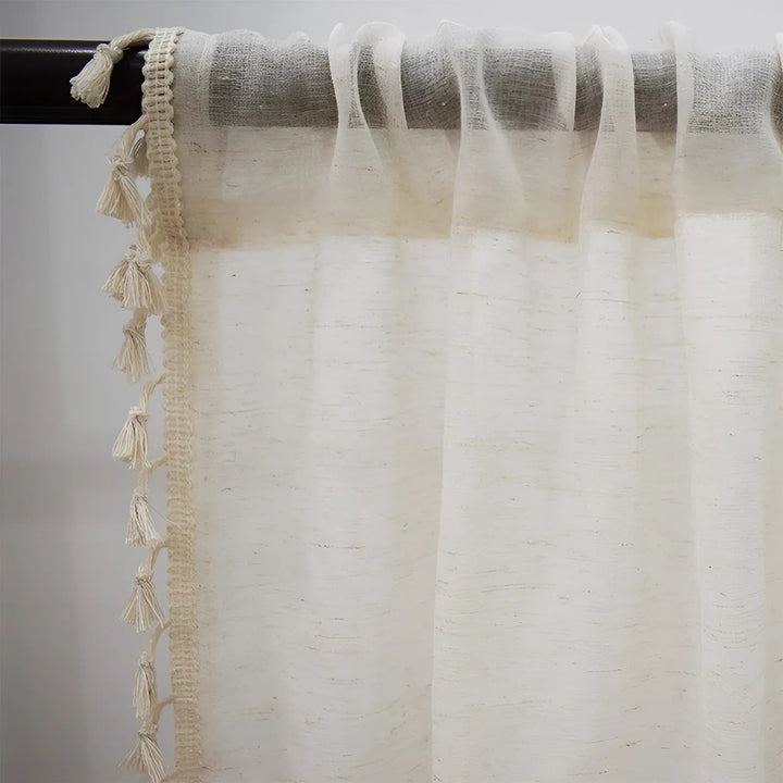 Firany Boho z Bawełny i Lnu w Półprzezroczystym Stylu