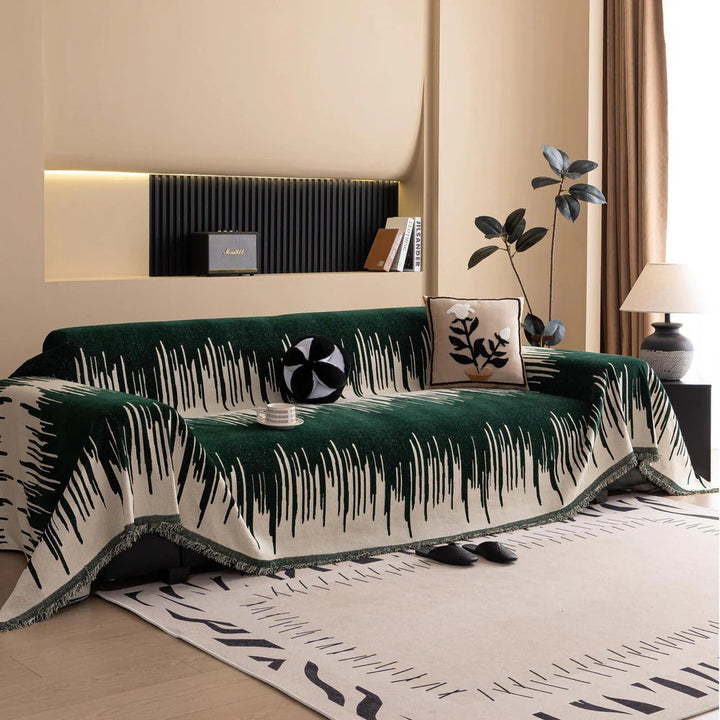 Pokrowiec na sofę z chenili w pionowy wzór pędzla