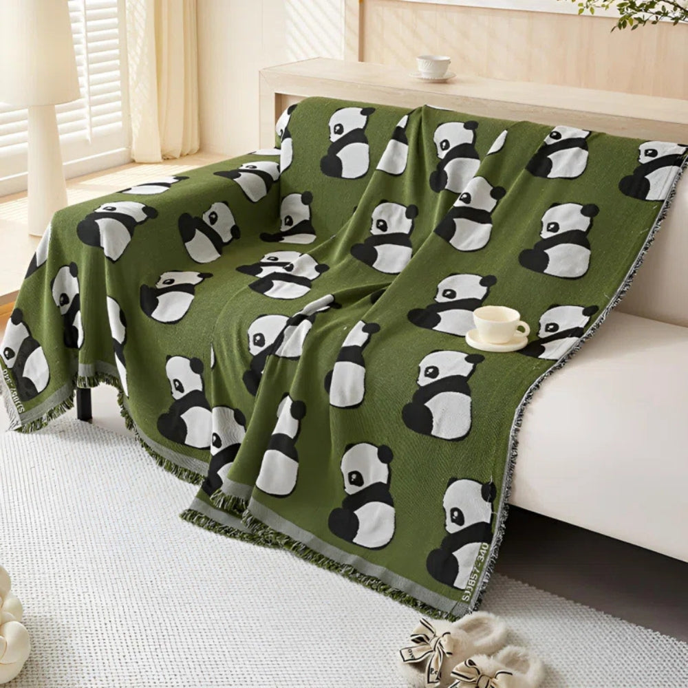 Pokrowiec na sofę w wzór pandy i lamparta