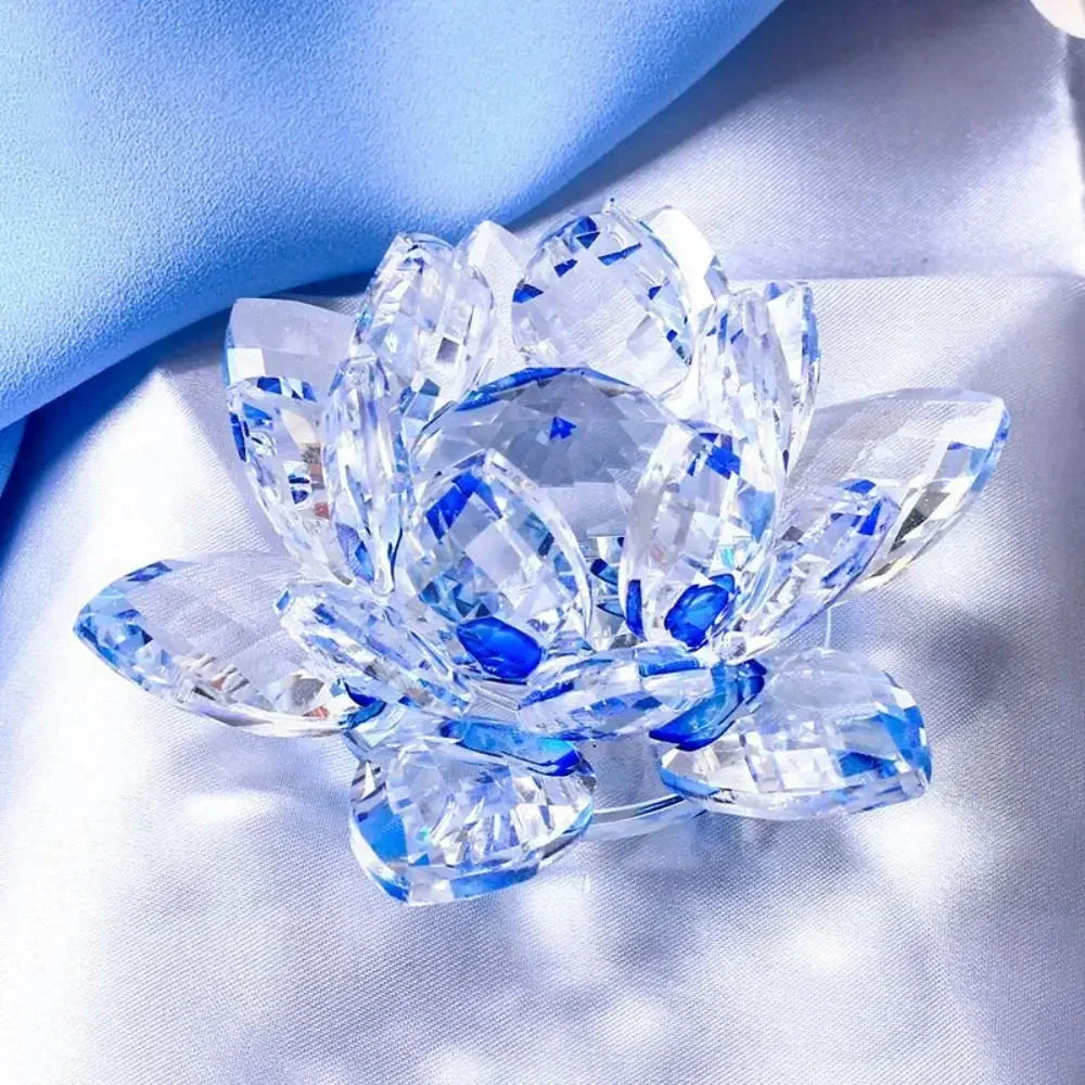 Figurka Kwiatu Lotosu z Kryształu Dekoracja Ślubna do Domu Kolekcja Sztuki Szklanej Przyciągacz Papieru Ornamenty na Stół w Biurze Pamiątki Prezentowe