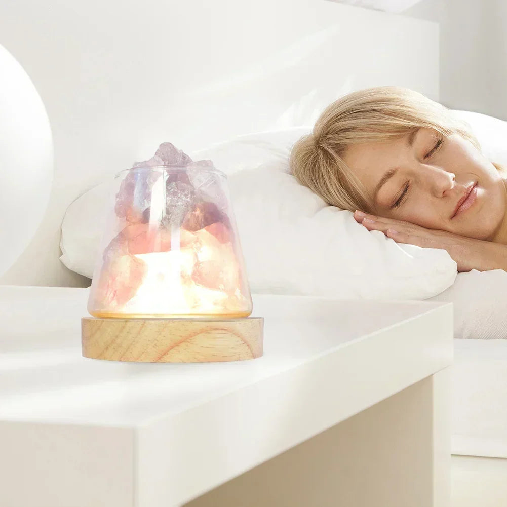 Lampa Solna Himalajska - Kryształowa Nocna Lampka i Dyfuzor Olejków Eterycznych