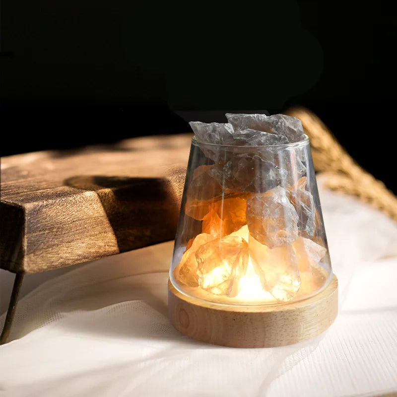 Lampa Solna Himalajska - Kryształowa Nocna Lampka i Dyfuzor Olejków Eterycznych