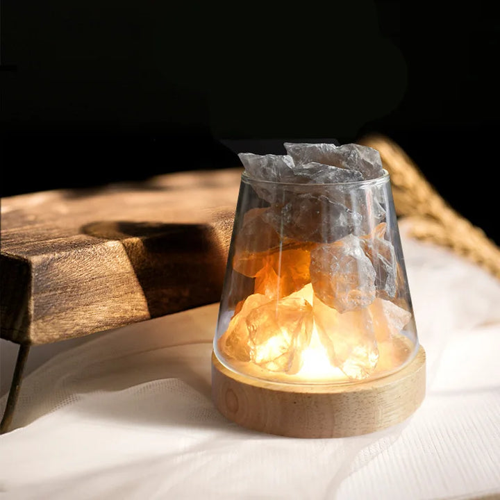 Lampa Solna Himalajska - Kryształowa Nocna Lampka i Dyfuzor Olejków Eterycznych