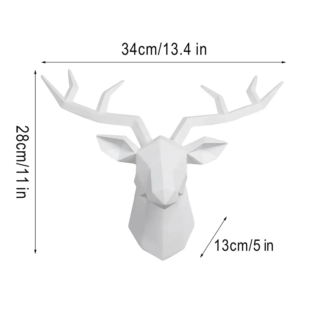 Rzeźba Głowy Jelenia Figurka Zwierzęcia Zawieszka na Ścianę Kreatywna Sztuka Łosia Antlers Statuetka do Dekoracji Biura Montaż na Ścianie