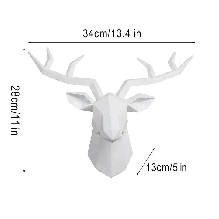 Rzeźba Głowy Jelenia Figurka Zwierzęcia Zawieszka na Ścianę Kreatywna Sztuka Łosia Antlers Statuetka do Dekoracji Biura Montaż na Ścianie