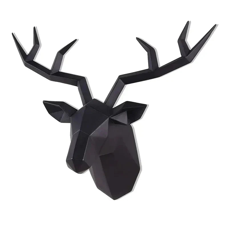 Rzeźba Głowy Jelenia Figurka Zwierzęcia Zawieszka na Ścianę Kreatywna Sztuka Łosia Antlers Statuetka do Dekoracji Biura Montaż na Ścianie