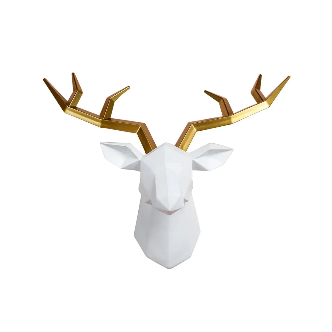 Rzeźba Głowy Jelenia Figurka Zwierzęcia Zawieszka na Ścianę Kreatywna Sztuka Łosia Antlers Statuetka do Dekoracji Biura Montaż na Ścianie